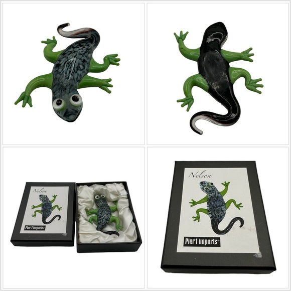 Pier 1 imports Figurine Nelson Gecko Colored Glass in Box Collectible 3” inch - Picture 4 of 5